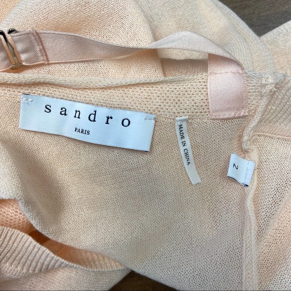 Sandro Ania Peach Color Cotton-Mix Lightweight Sweater Size 2, US Medium - Picture 9 of 14